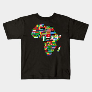 Map of Africa Continent with Flags Kids T-Shirt